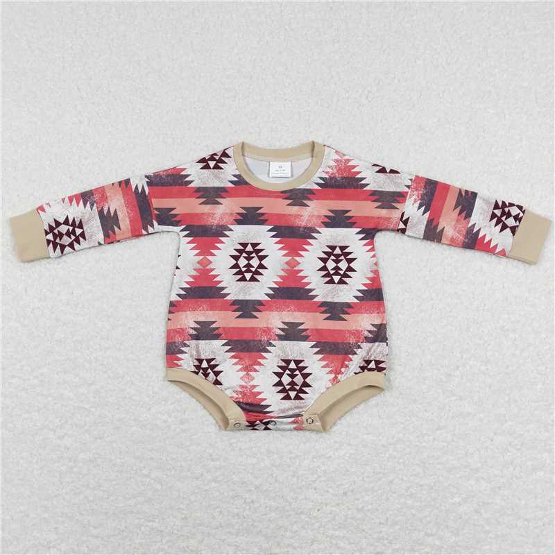 RTS LR0845 Geometric orange-red long-sleeved jumpsuit