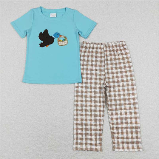 BSPO0216 Baby Boys Easter Duck Eggs Top Bottom Pants Clothes Sets