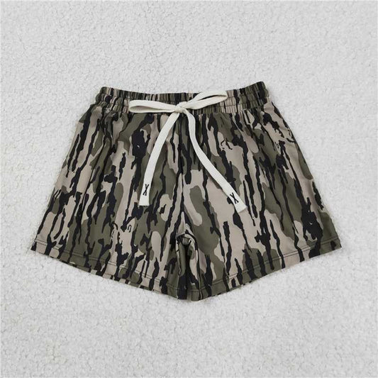 USA Warehouse (IN STOCK) S0194 Olive camo kids boy summer swim trunks