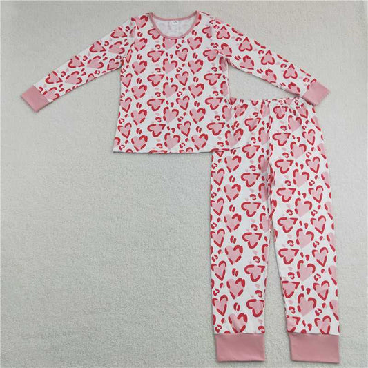 GLP1096  Adult Women Pink Hearts Valentines Top Pants Pajamas