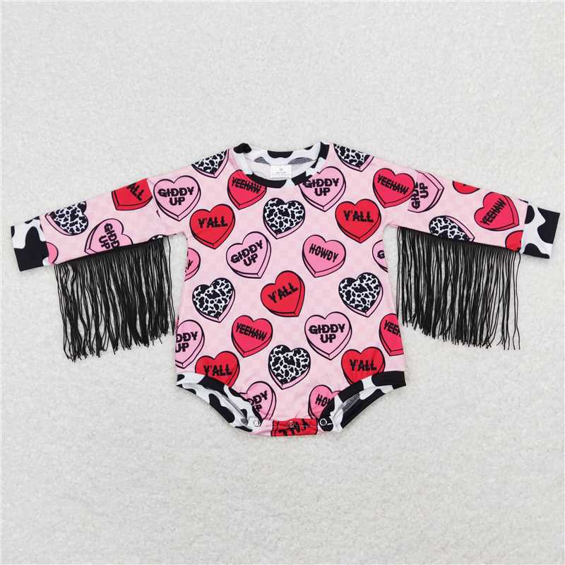 Baby Girls Valentines Hearts Western Yall  Romper Dresses Sibling Designs