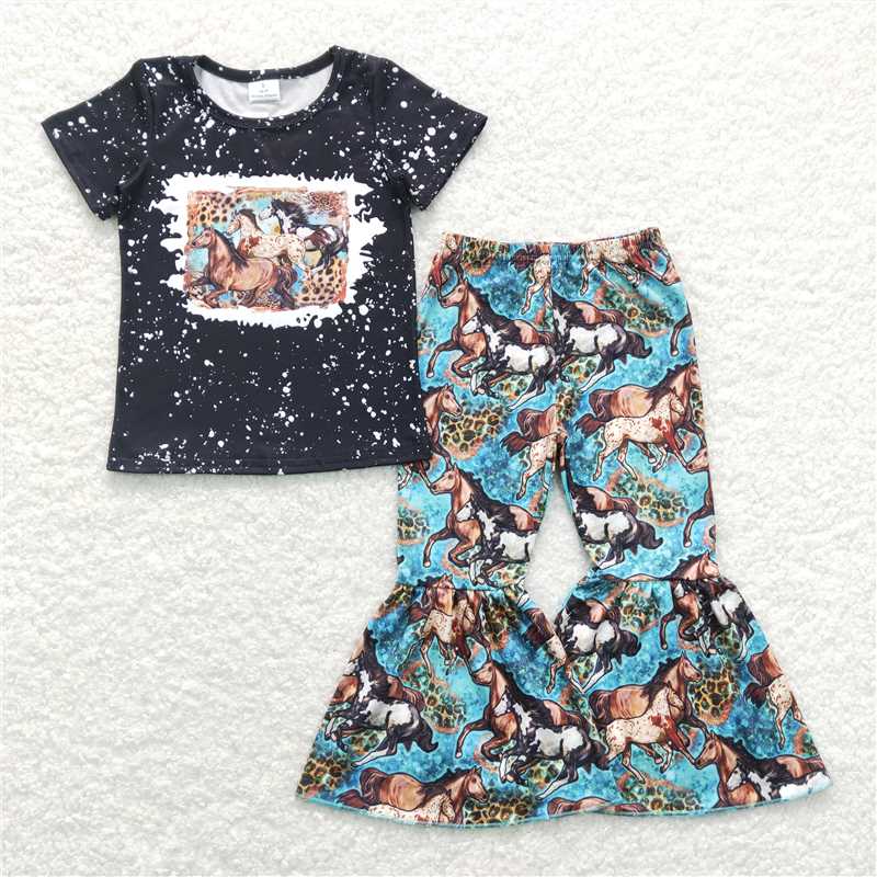 GSPO1199 Junma black short-sleeved leopard print trousers suit