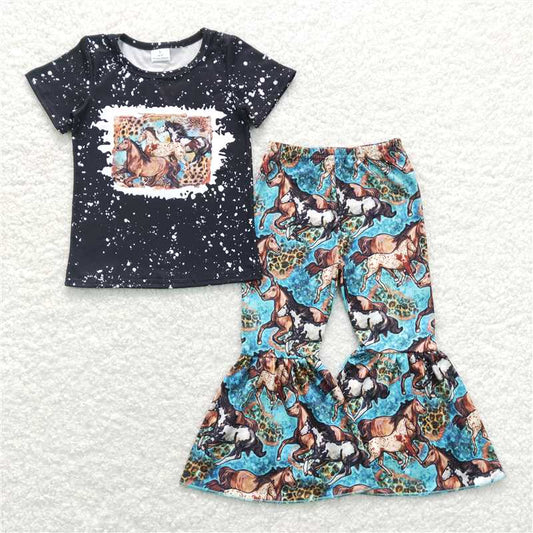 GSPO1199 Junma black short-sleeved leopard print trousers suit