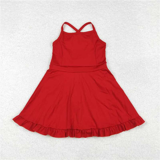 S0453 Baby Girls Red Athletic Active Wear Knee Length Dresses