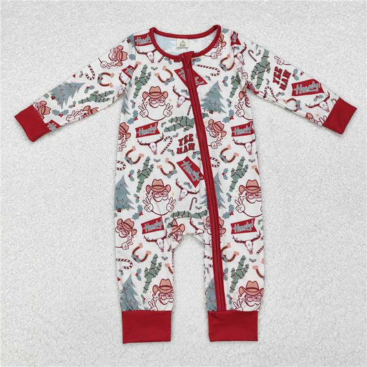 RTS LR1278 Modal Santa Claus Cactus Bull Head Beige Zipper Long Sleeve Jumpsuit