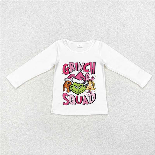 GT0757  Baby Girls White Christmas Frog Long Sleeve Tee Shirts Tops