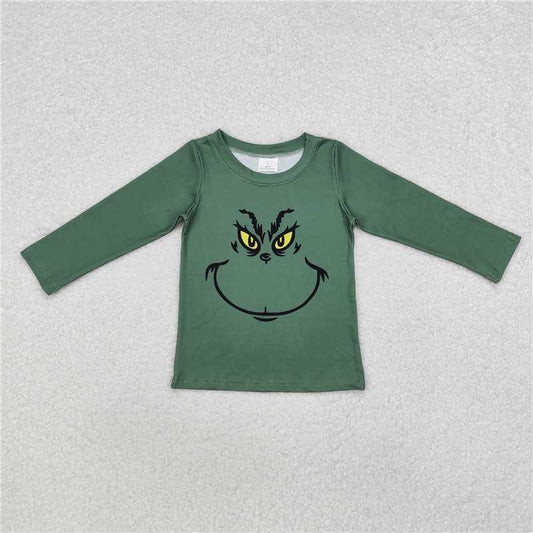 BT0725  Baby Boys Christmas Green Face Smile Tee Shirts Tops