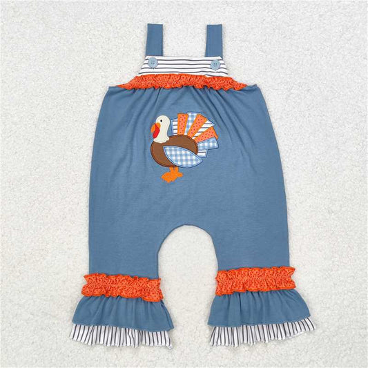 SR1952  Baby Infant Girls Thanksgiving Turkeys Straps Rompers