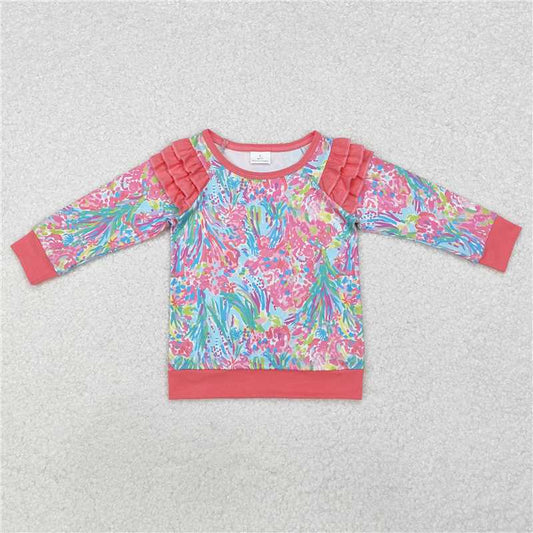 GT0766  Baby Girls Pink Seaweed Long Sleeve Tee Shirts Tops