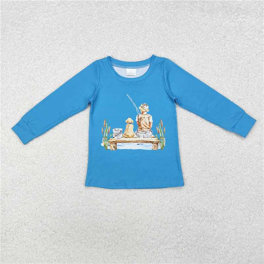 BT0895 	 Baby Boys Dog Fishing Long Sleeve Tops