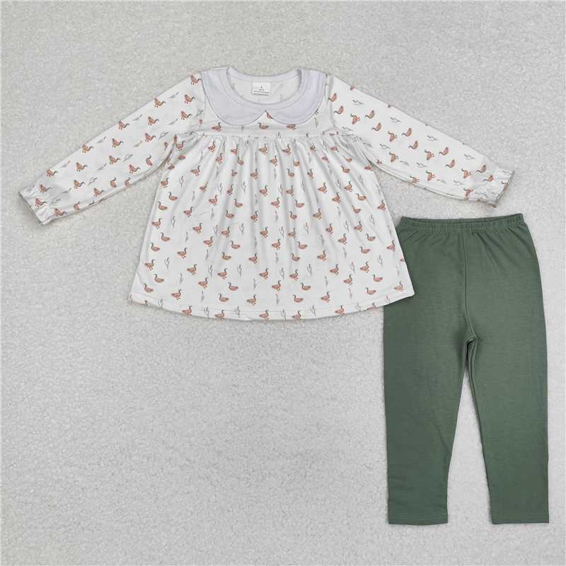 GLP1598Long sleeves duck tunic olive leggings girls clothing