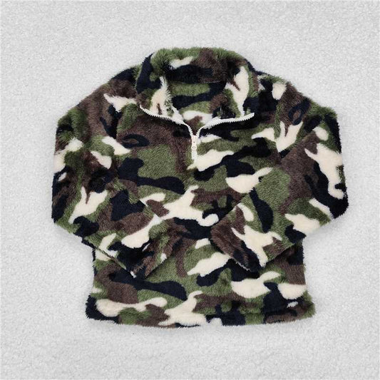 BT0737 Baby Boys Green Camo Zip Pullovers Tee Tops Regular price$10.50 USD