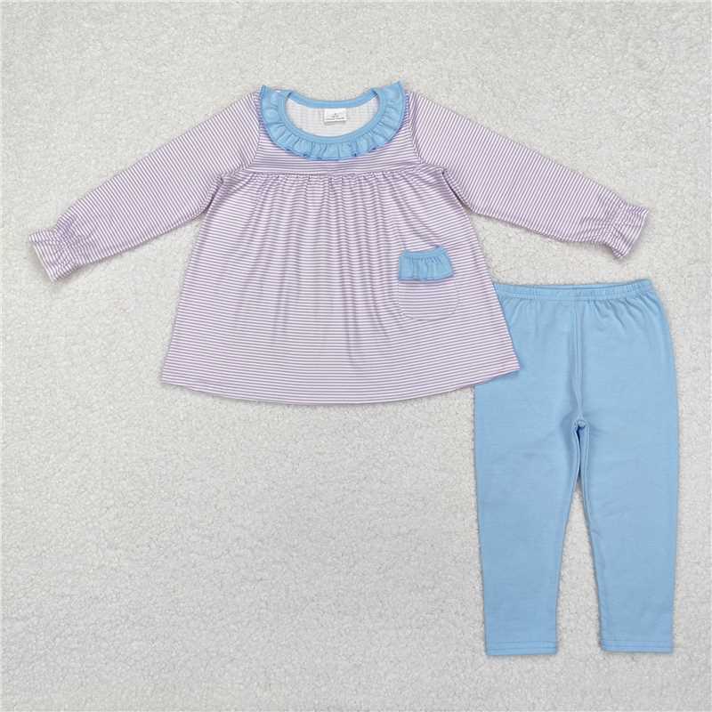 GLP1982Lavender stripe pockets tunic leggings girls clothes