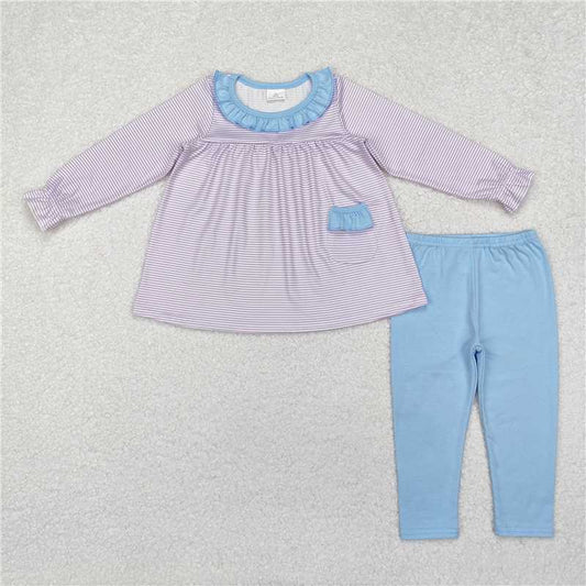 GLP1982Lavender stripe pockets tunic leggings girls clothes