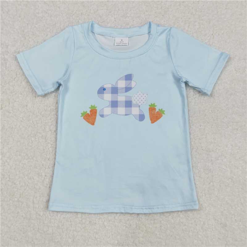 12.25 RTS NO MOQ （In stock）BT1166 Baby Boys Rabbit Easter Carrots Short Sleeve Shirts Tops