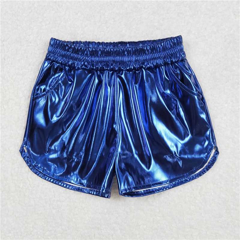 1.7 RST Sibling Baby Girls Pockets Leather Metallic Elastic Bottom Shorts