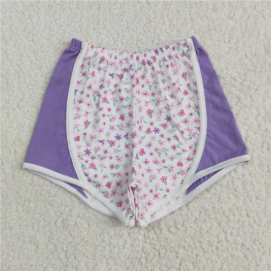 12.23 RTS NO MOQ （In stock）Matching SS0524 Baby Girls Lavender Floral Strawberry Shorts Bottoms