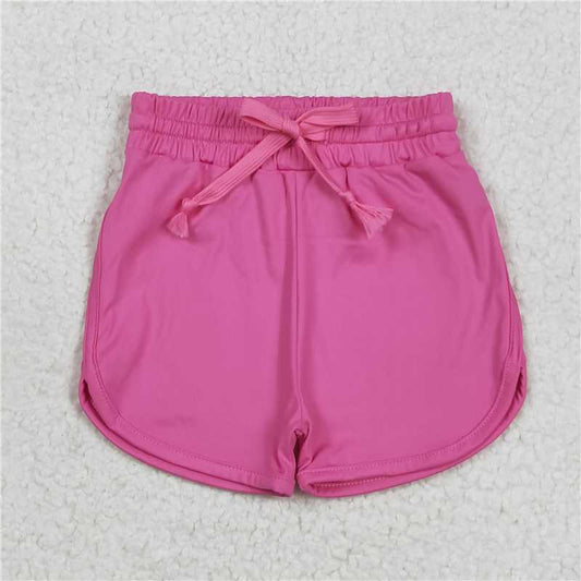 12.23 RTS NO MOQ （In stock）Matching SS0503 Baby Girls Hot Pink Belt Yoga Shorts Bottoms