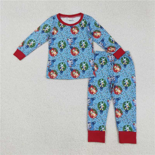 12.12 RTS NO MOQ （In stock）Matching Christmas BLP0638 Baby Boys Christmas Dogs Top Pants Pajamas Clothes Sets