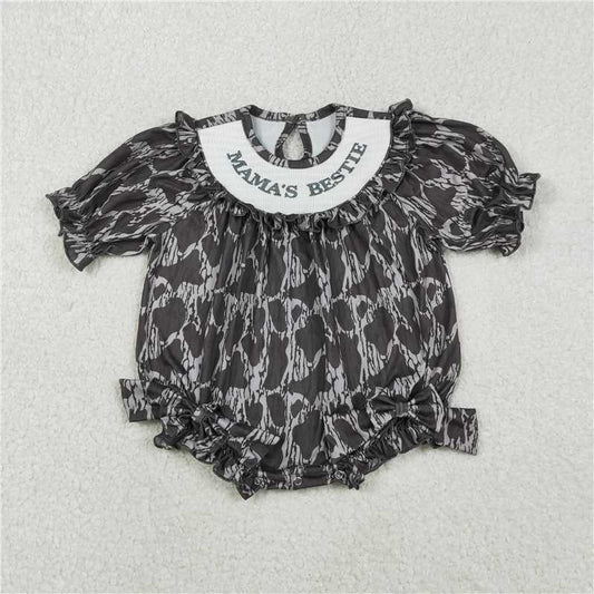 USA Warehouse (IN STOCK) LR2727 Smocked Mamas Bestie Baby Girls Camo Hunting Ruffle Rompers