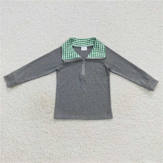 BT0281 Baby Boys Plaid Long Sleeve Sibling Brother Pullover Tee Shirt Tops