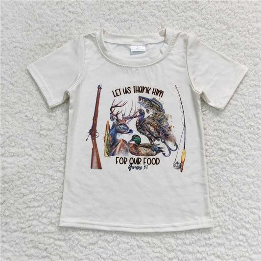 BT0340   Baby Boys Duck Hunting White Top Tee Shirts