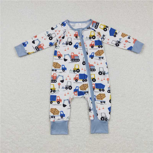 RTS LR0725 Engineering vehicle excavator blue and white zipper long-sleeved jumpsuit