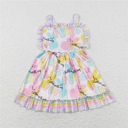 GSD0551  Baby Girls Colorful Easter Bunnies Knee Length Dresses