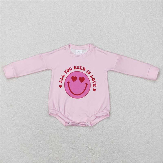 LR0765 All you need is love heart smile girls Valentine's romper