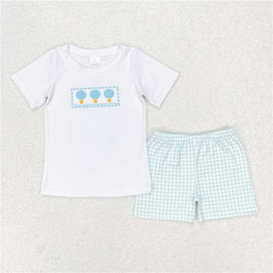 BSSO0784 Baby Boys Hot Balloons Shirt Top Green Shorts Clothes Sets Regular price$9.00 USD