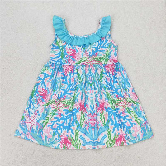 GSD1138  Seagrass Blue Lace Bow Sleeveless Dress