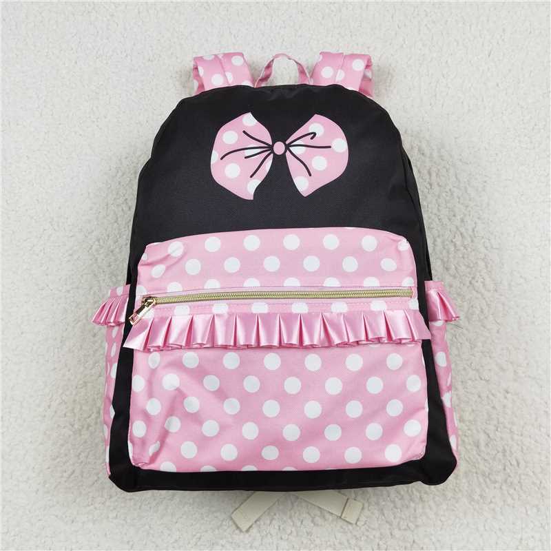 USA Warehouse (IN STOCK) BA0183 Pink polka dots bow mouse girls backpack