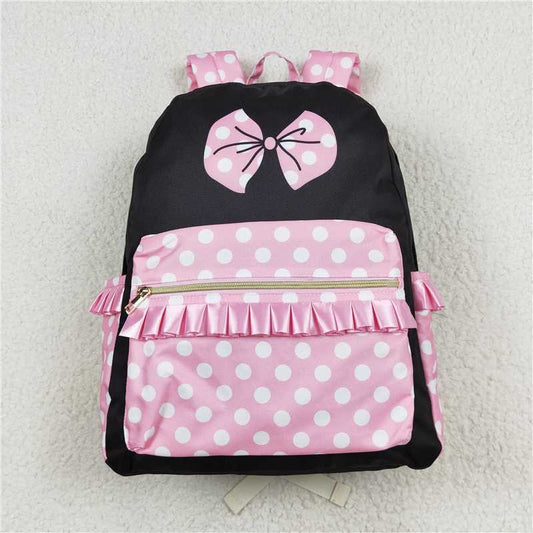 USA Warehouse (IN STOCK) BA0183 Pink polka dots bow mouse girls backpack