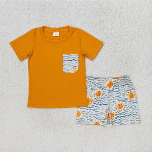 BSSO0897 Baby Boys Sea Sun Short Sleeve Tee Shirts Tops Shorts Clothes Sets