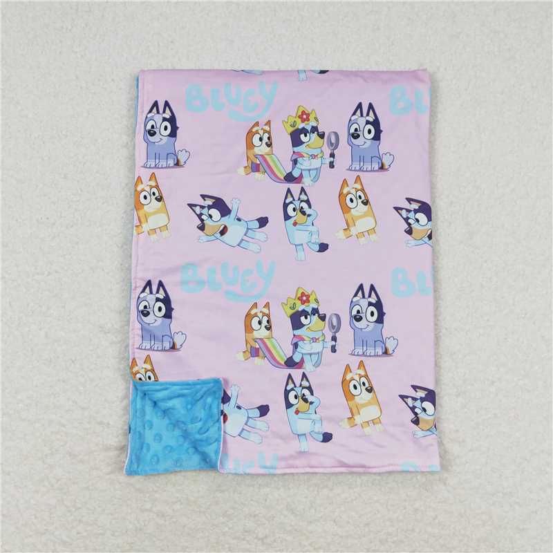 BL0130  Baby Girls Pink Dogs Minky Blankets