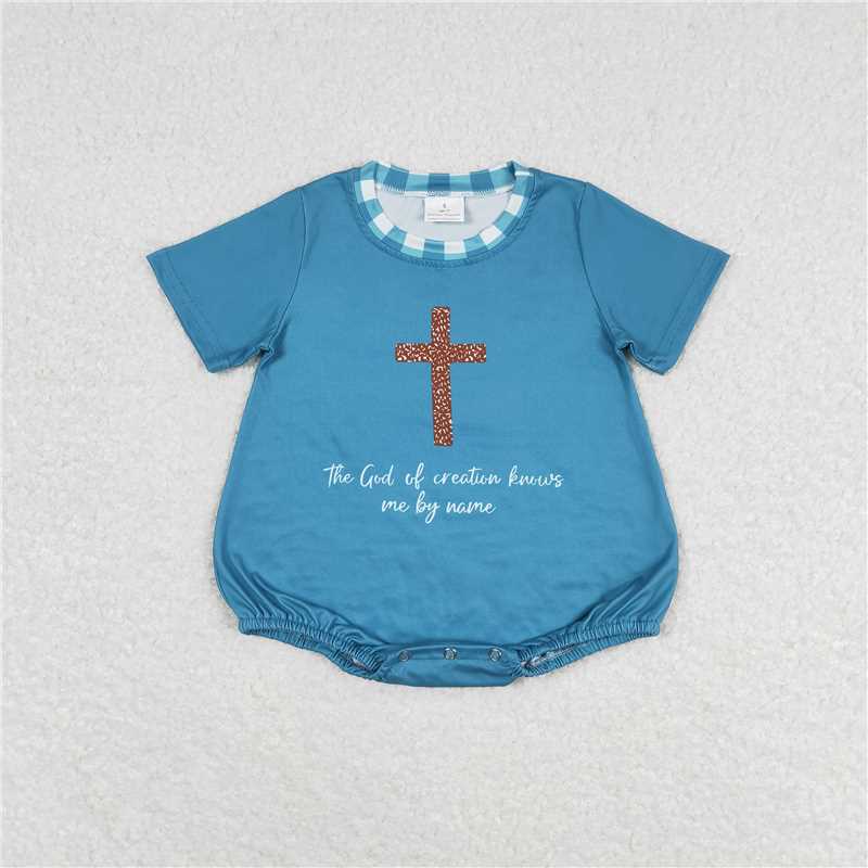 SR1529 Baby Boys Cross Short Sleeve Summer Rompers