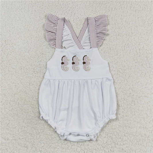 SR1502  Baby Girls Sea Horse Flutter Sleeve Summer Rompers