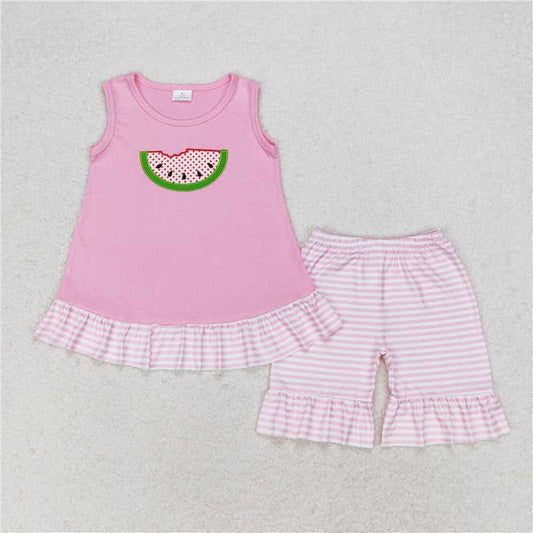 GSSO1239Sleeveless pink watermelon girls summer clothes