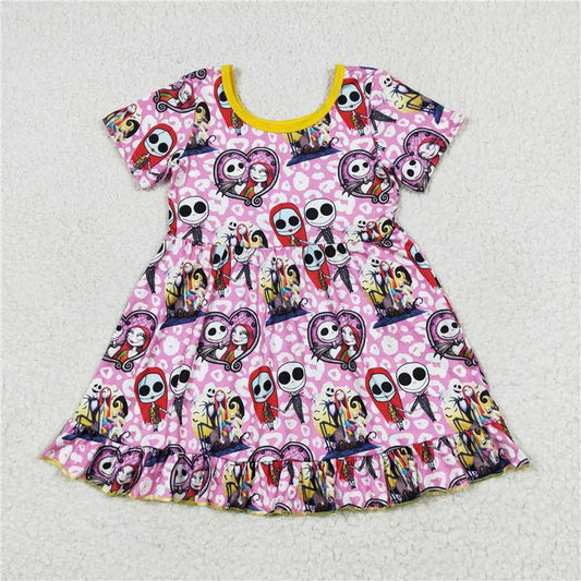 11.15 RTS NO MOQ （In stock）GSD1317 Baby Girls Nightmare Short Sleeve Knee Length Dresses