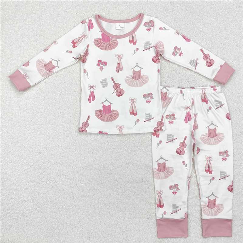 GLP2023Pink long sleeves guitar dance shoes kids girls pajamas
