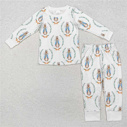 12.26 RTS NO MOQ （In stock）BLP1029 Baby Boys Easter Rabbits Shirt Pants Pajamas