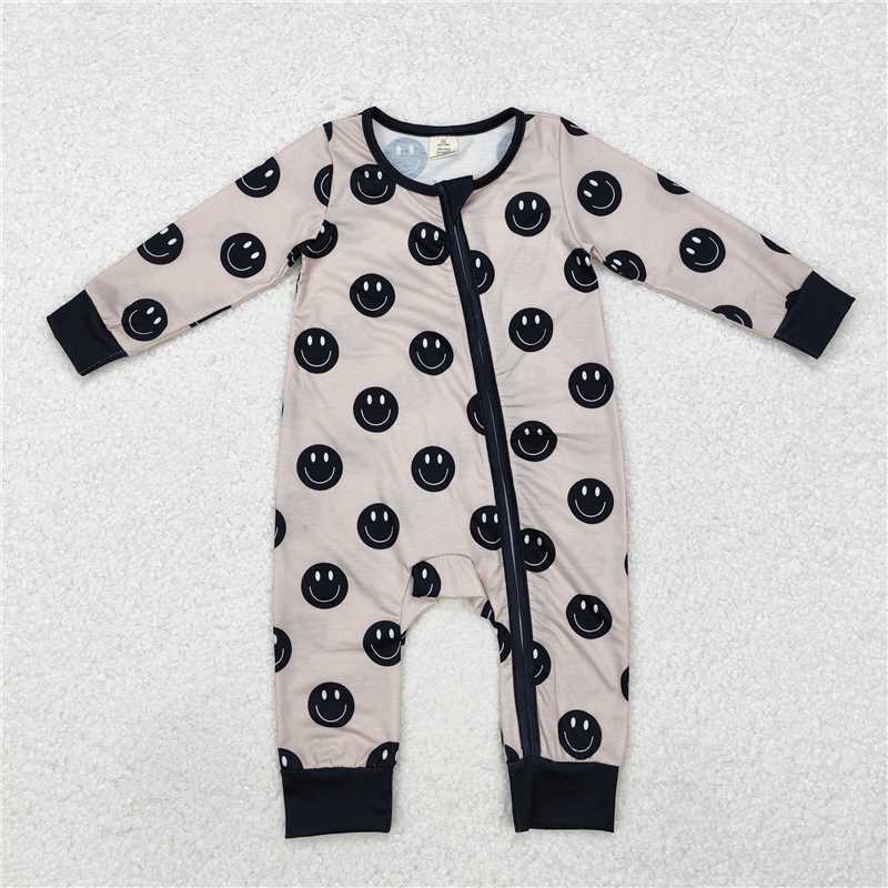 RTS LR1434 Modal smiley face light color zipper long sleeve jumpsuit