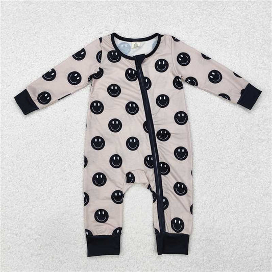 RTS LR1434 Modal smiley face light color zipper long sleeve jumpsuit
