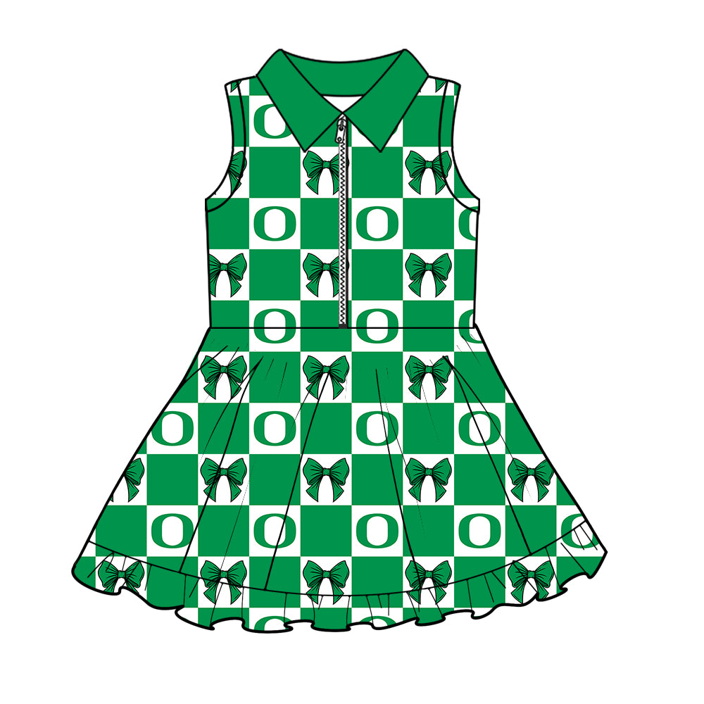 CUSTOM MOQ 5 Sibing Kids Clothing for Girls Baby Girls Green Bow Top Skirts Yoga Active Team Clothes Sets Knee Length Dress Shorts