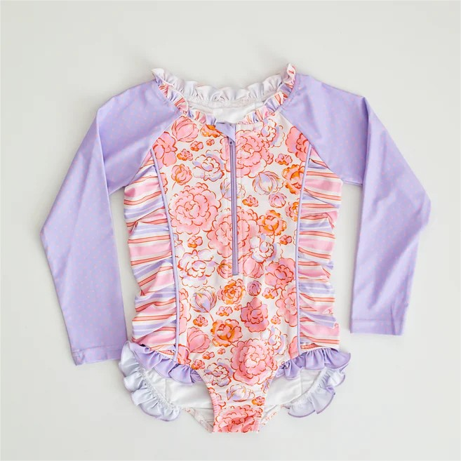 S0354  Pre-order baby girls clothes  long sleeve swimsuit