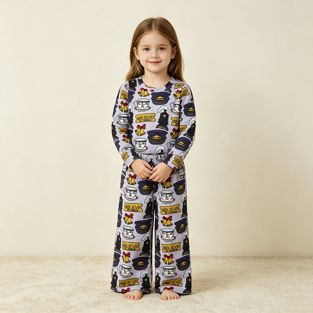 RTS NO MOQ milk silk GLP3641 Baby Girls Believe in Jesus Top Pockets Flare Pant Clothes Set