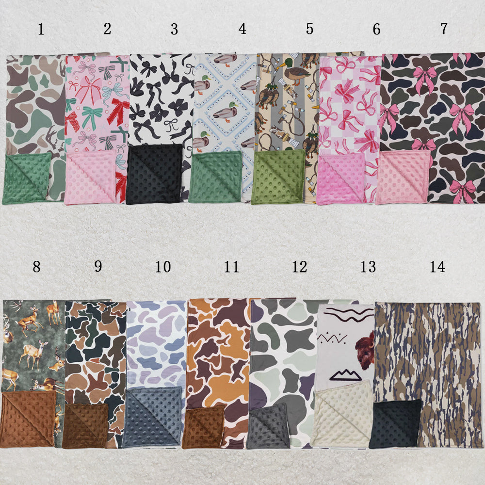 USA Warehouse (IN STOCK) Sibling Baby Kids Colorful Bows Flowers Print Blankets