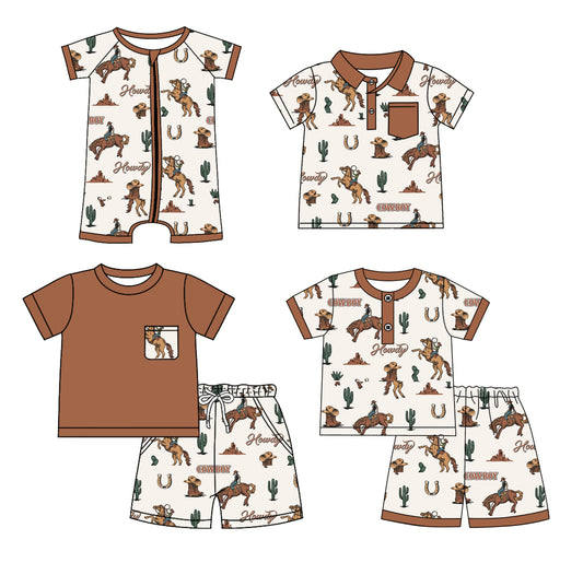 6.06 Pre orderBrown Rodeo Horse Cowboy Western Pajamas for Boy - Kids' Sleepwear Comfortable Nighttime Clothing