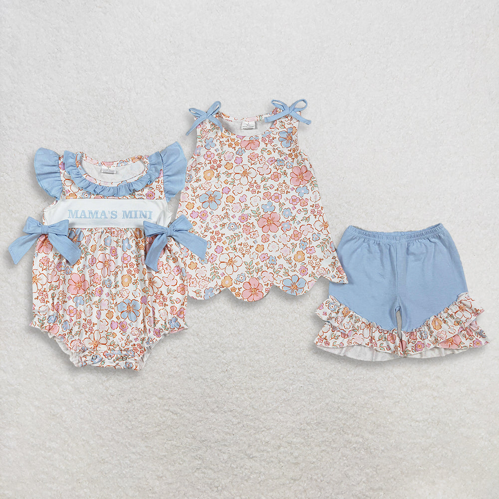 4.2 RTS Sibling Sleeveless floral scallop top shorts girls outfits and romper