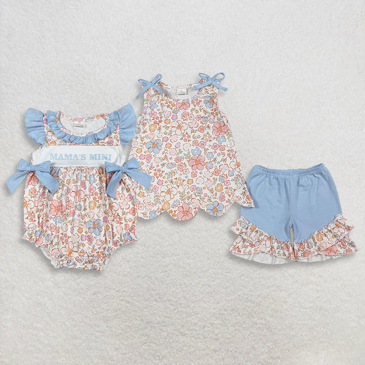 4.2 RTS Sibling Sleeveless floral scallop top shorts girls outfits and romper